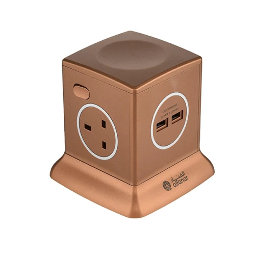 محول الفنار 2 يو اس بي 3 مقابس اللون البني